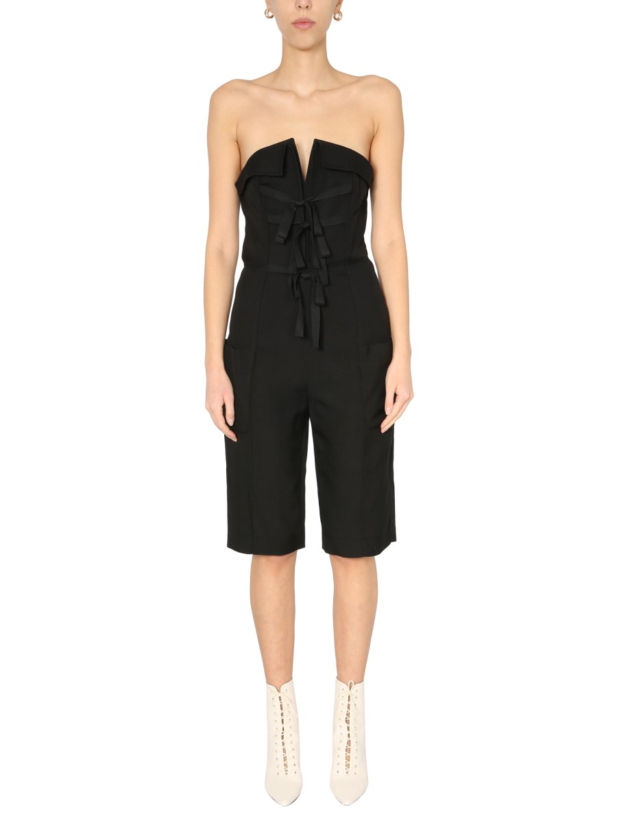 PHILOSOPHY DI LORENZO SERAFINI TUTA MIDI BUSTIER IN SHANTUNG
