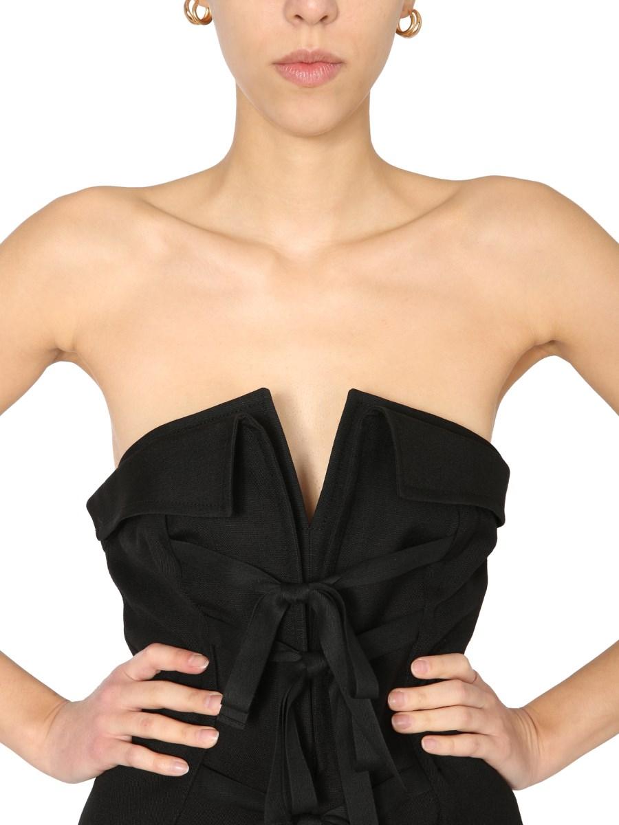 PHILOSOPHY DI LORENZO SERAFINI TUTA MIDI BUSTIER IN SHANTUNG