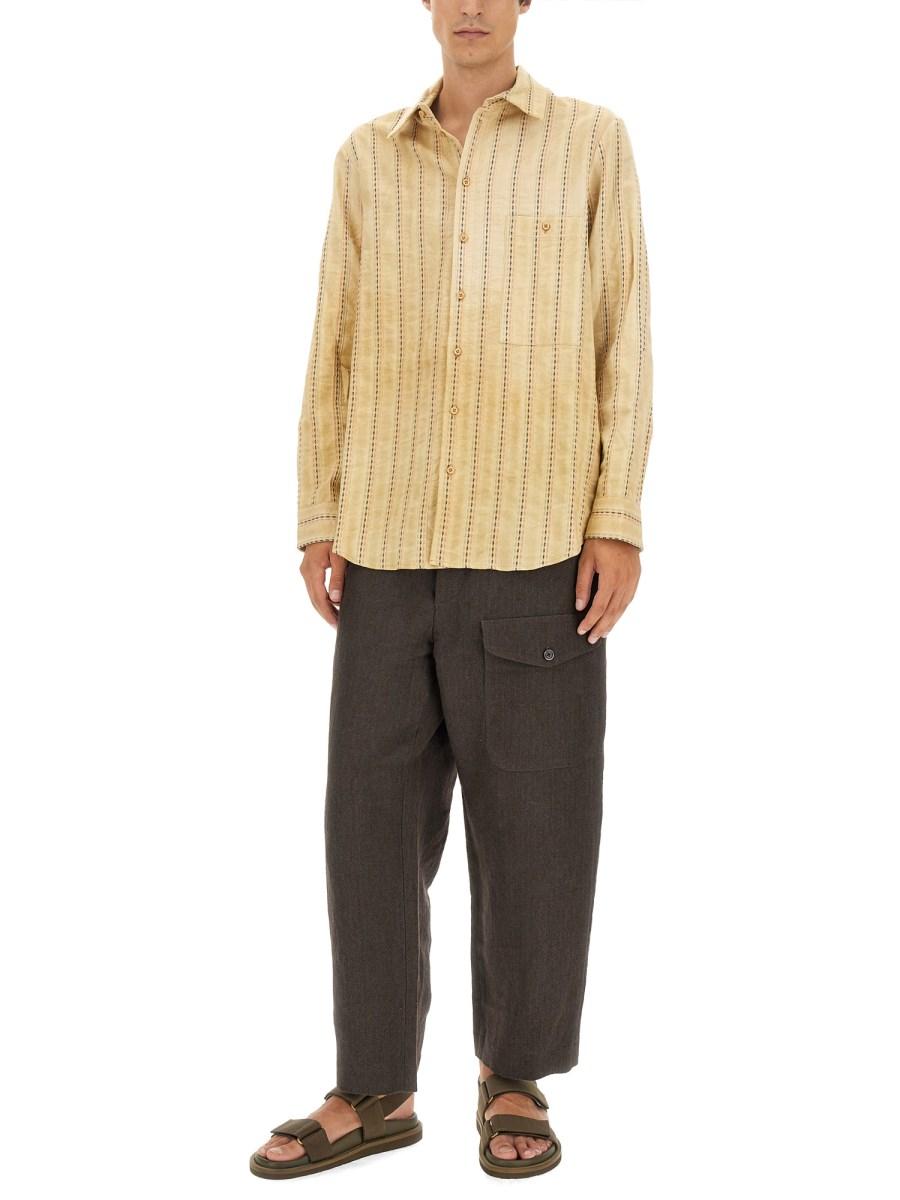 UMA WANG CAMICIA TAB IN POPELINE DI COTONE