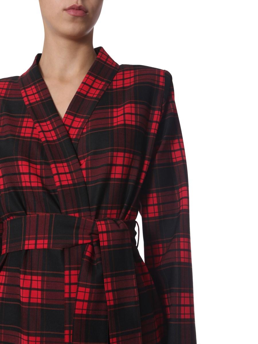 UNRAVEL ABITO CORTO CON CINTURA E MOTIVO TARTAN