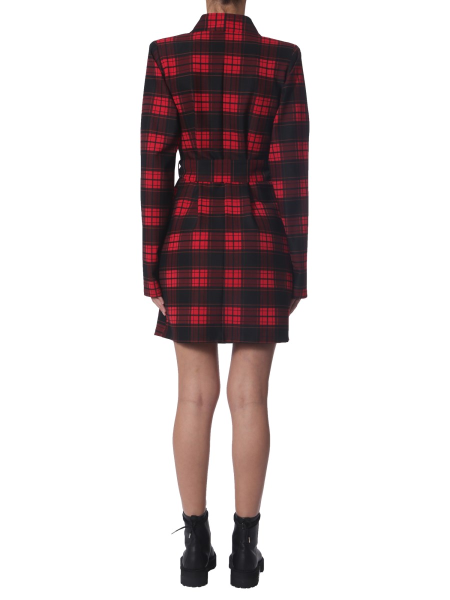 UNRAVEL ABITO CORTO CON CINTURA E MOTIVO TARTAN