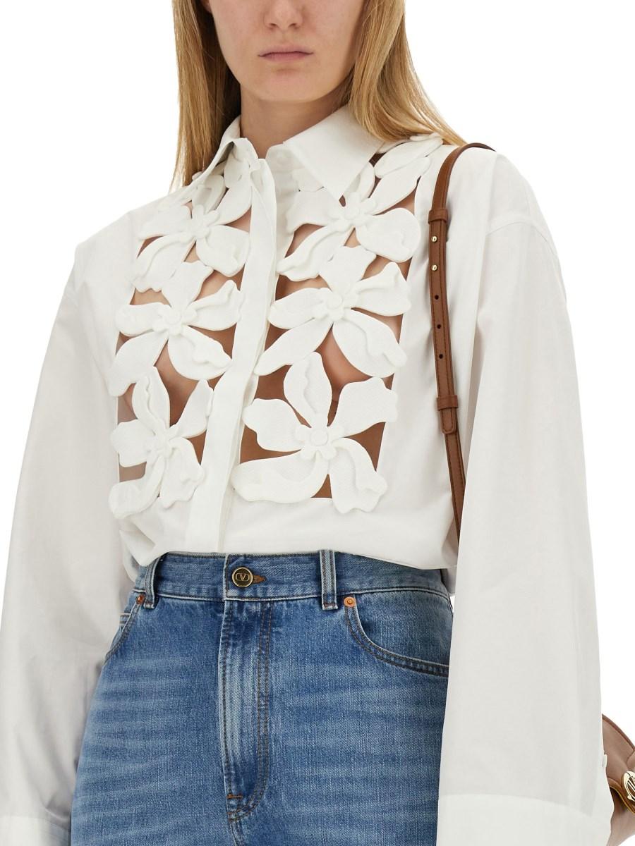 VALENTINO CAMICIA IN COMPACT POPELINE RICAMATO