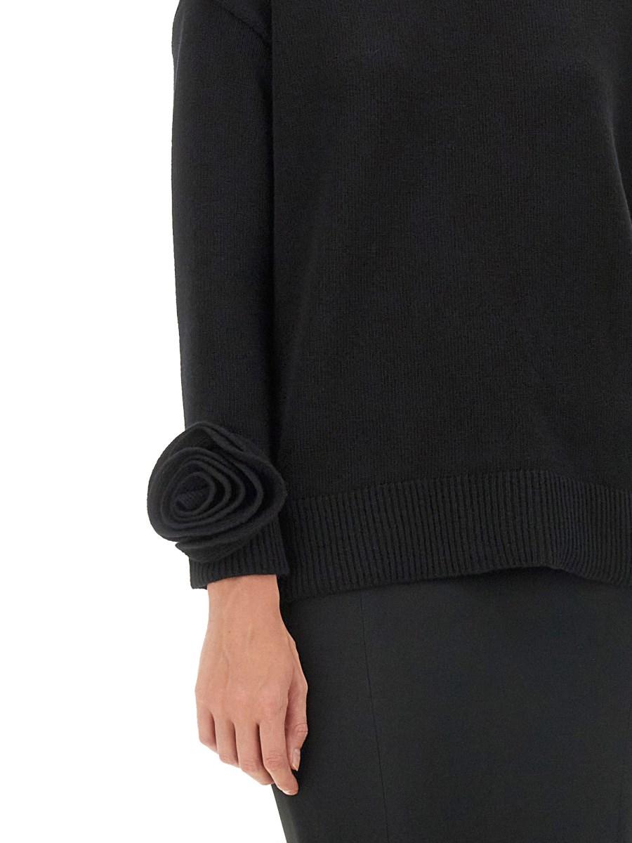 VALENTINO MAGLIA CON ROSE A CONTRASTO IN LANA