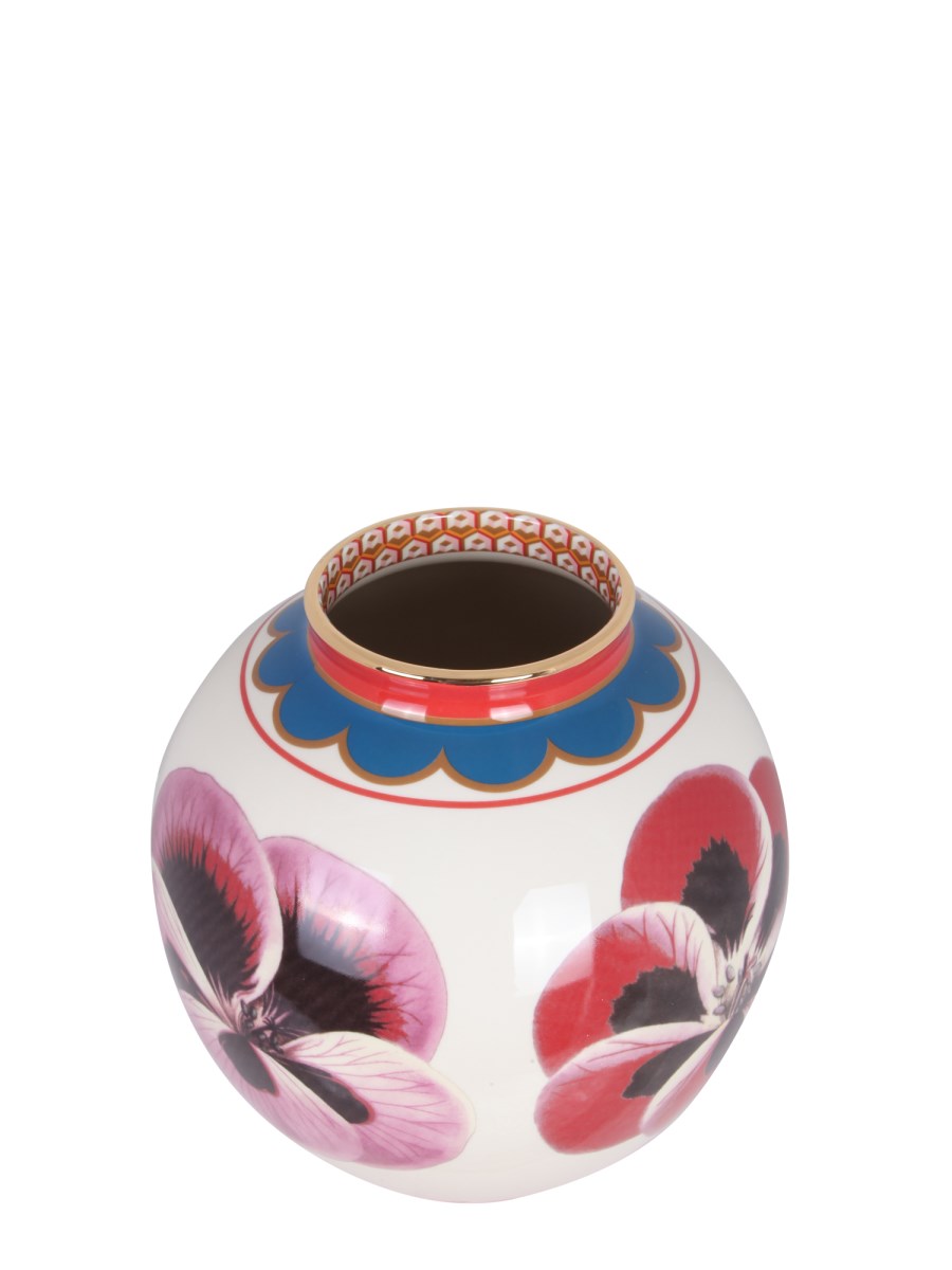 LA DOUBLEJ VASO BUBBLE IN PORCELLANA CON STAMPA PANSY