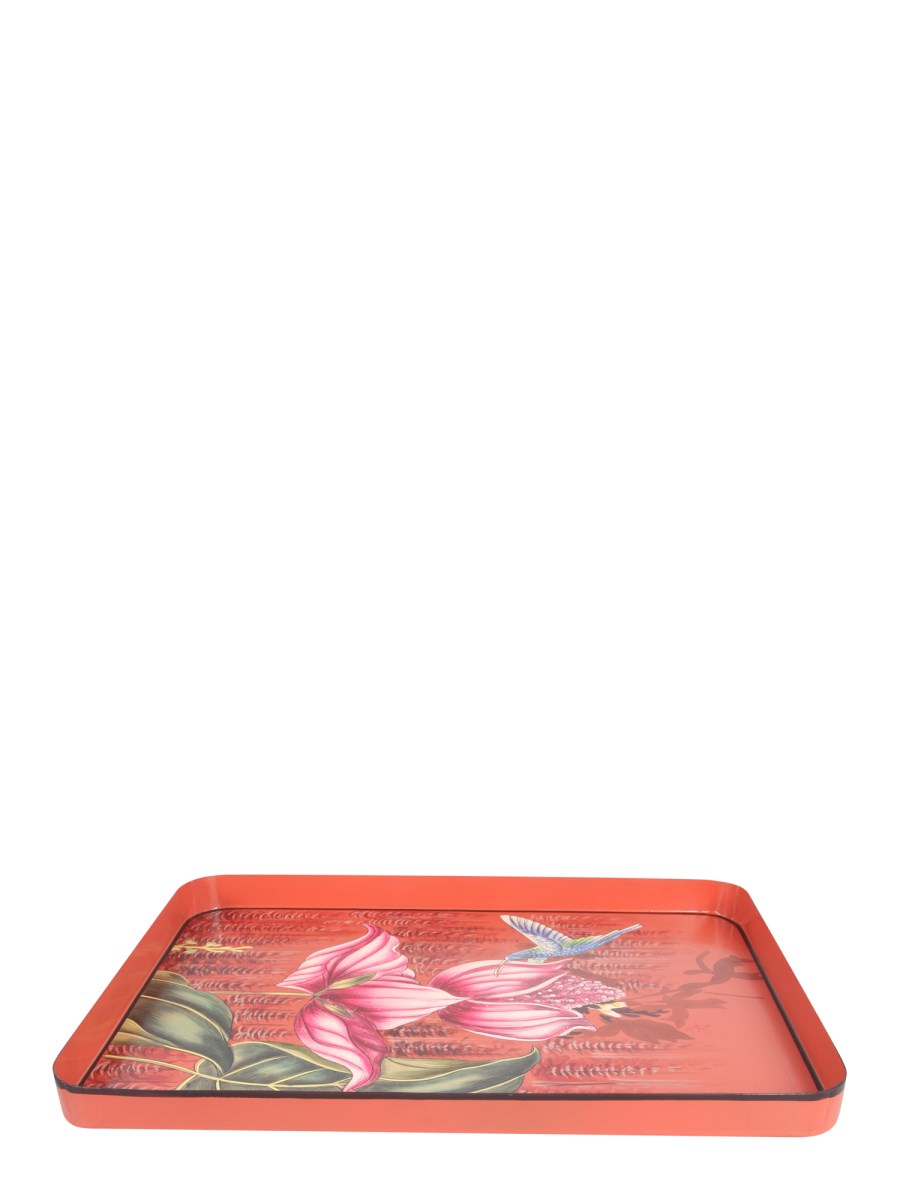 LES-OTTOMANS VASSOIO IN LEGNO CON FLORA DIPINTA A MANO