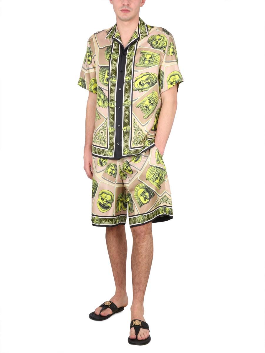 VERSACE BERMUDA LE MASCHERE IN TWILL DI SETA