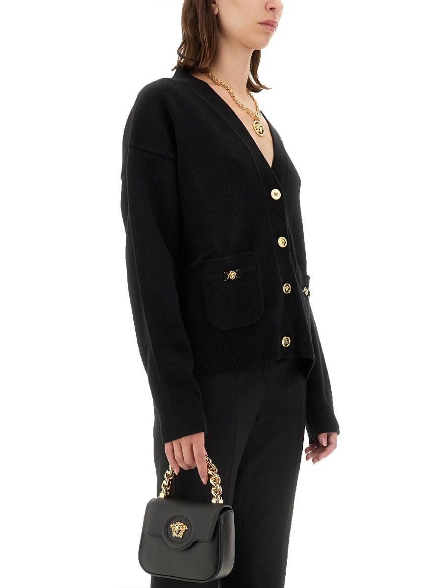 VERSACE CARDIGAN BOXY IN MAGLIA MISTO CASHMERE