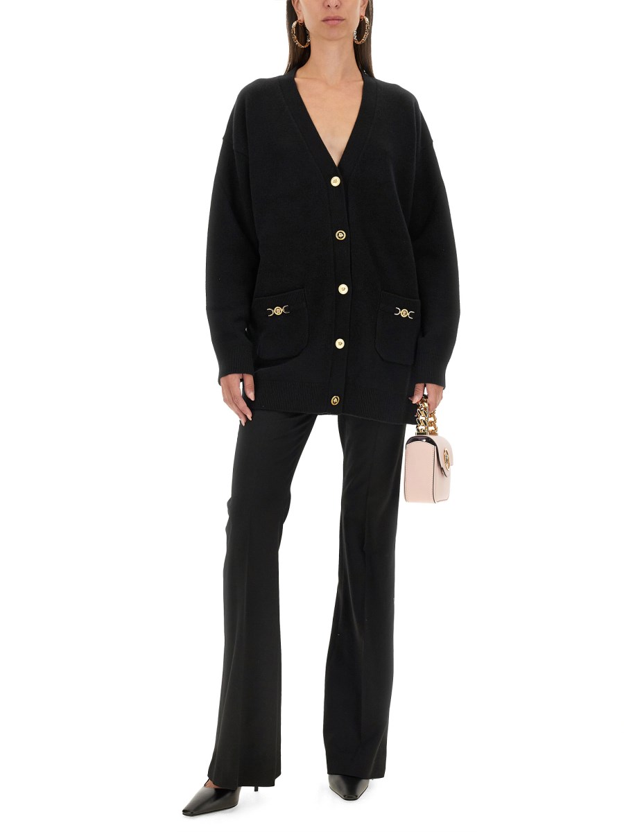 VERSACE CARDIGAN OVERSIZE IN MISTO CASHMERE