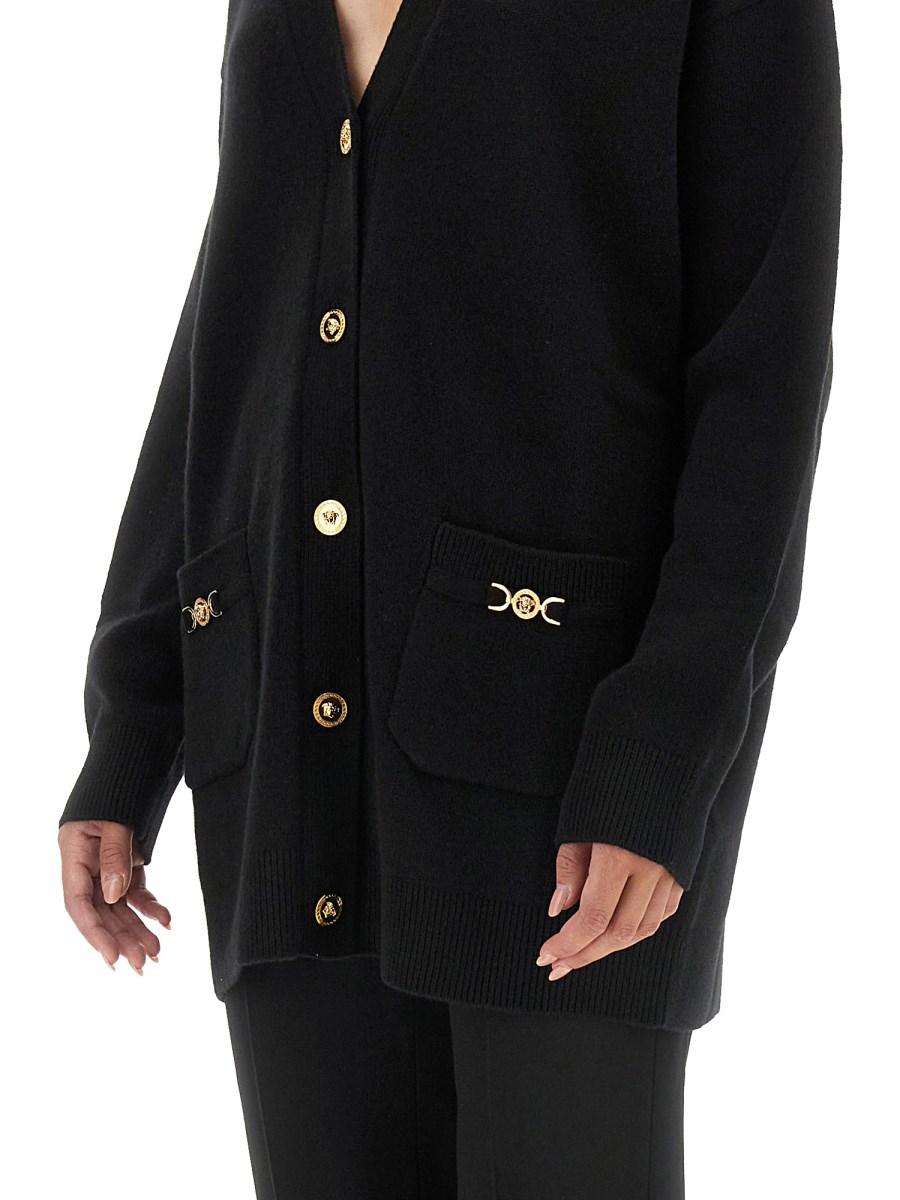 VERSACE CARDIGAN OVERSIZE IN MISTO CASHMERE