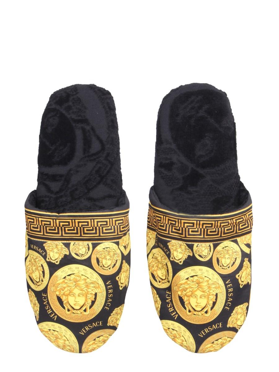 VERSACE CIABATTE IN COTONE MEDUSA AMPLIFIED