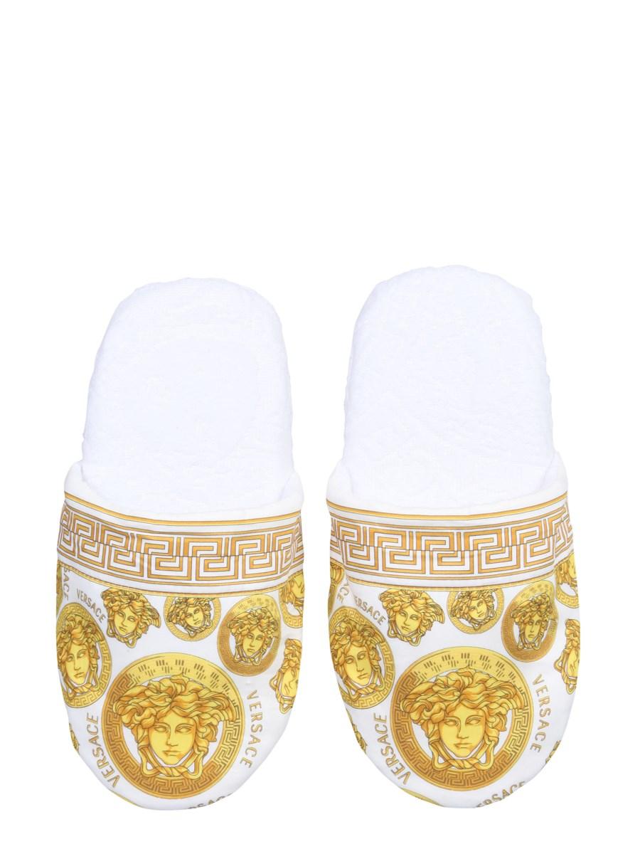 VERSACE CIABATTE IN COTONE MEDUSA AMPLIFIED