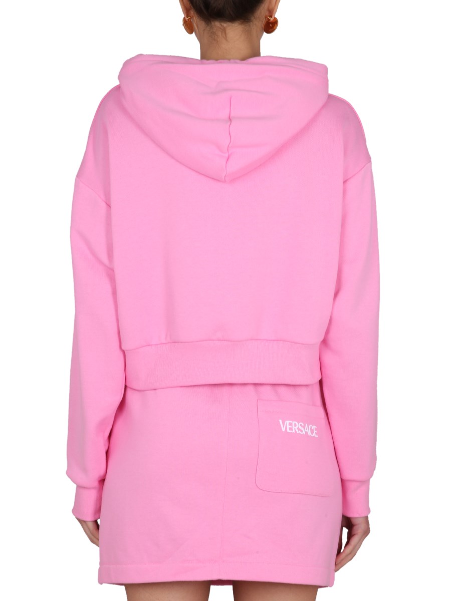 VERSACE FELPA CROPPED CON LOGO IN COTONE