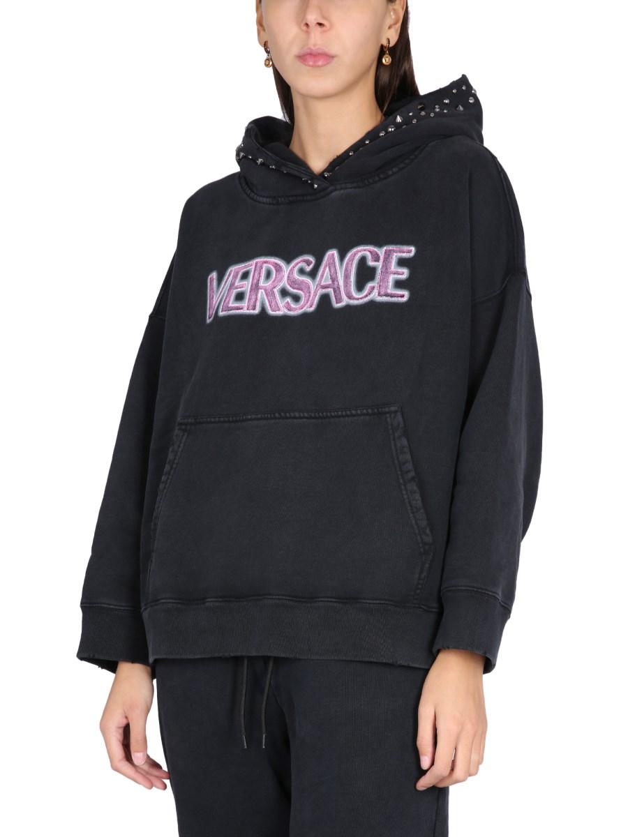 VERSACE FELPA IN COTONE CON BORCHIE