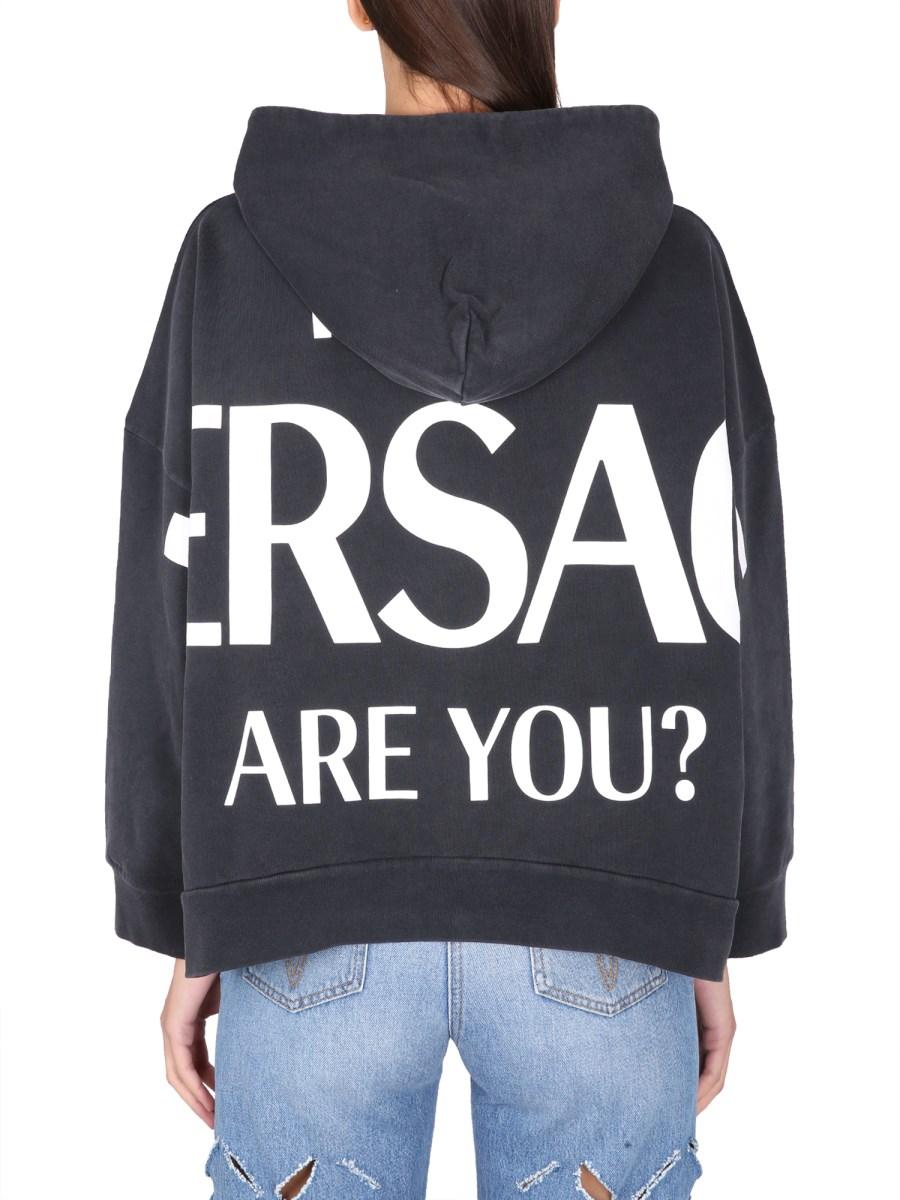 VERSACE FELPA IN COTONE CON CAPPUCCIO E LOGO
