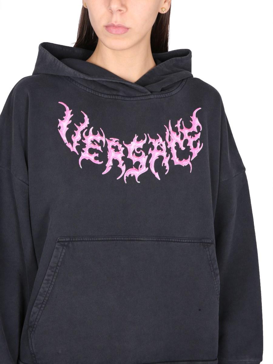 VERSACE FELPA IN COTONE CON CAPPUCCIO E LOGO