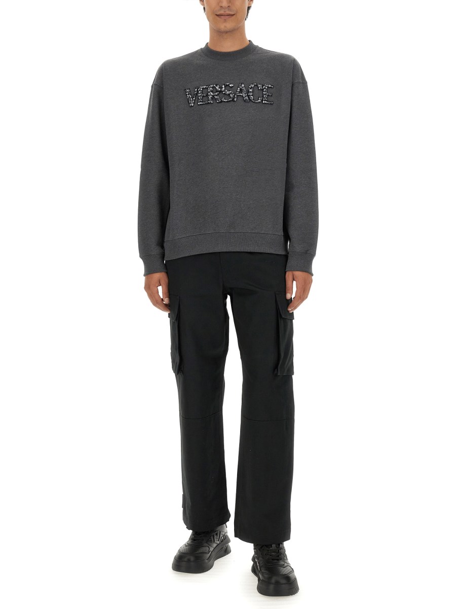 VERSACE FELPA IN COTONE CON LOGO COCCODRILLO