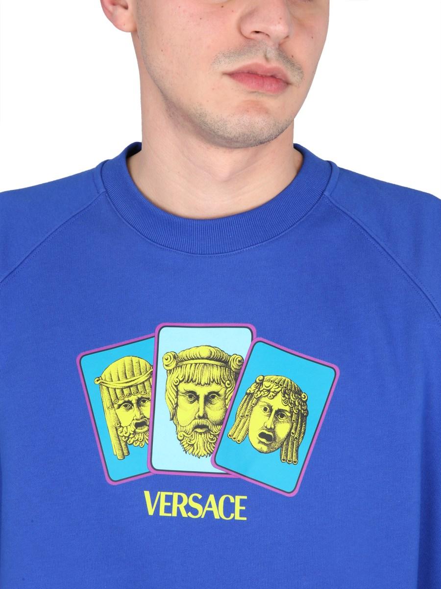 VERSACE FELPA IN COTONE CON STAMPA LE MASCHERE