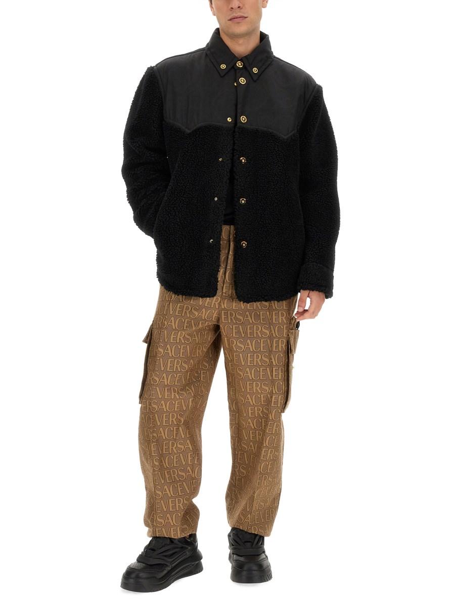 VERSACE GIACCA IN PILE BAROCCO SILHOUETTE