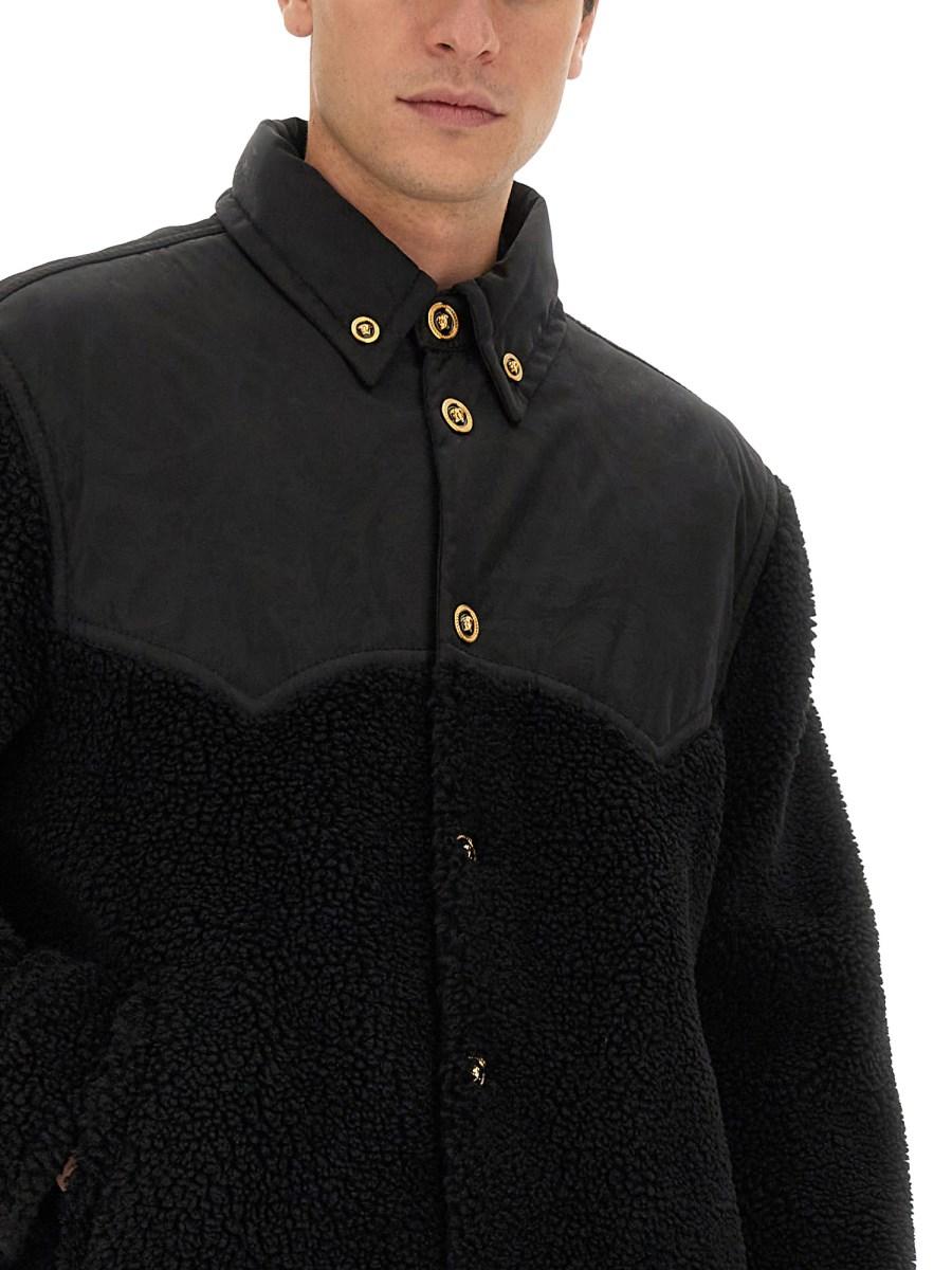 VERSACE GIACCA IN PILE BAROCCO SILHOUETTE