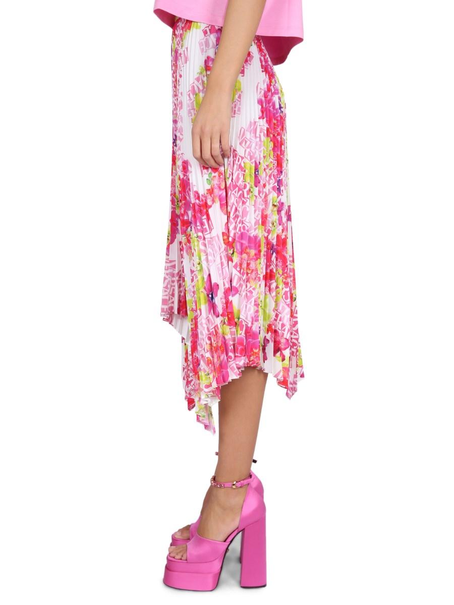 VERSACE GONNA PLISSETTATA CON STAMPA FLORAL