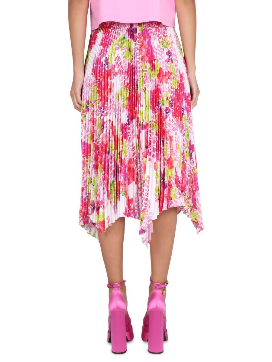 VERSACE GONNA PLISSETTATA CON STAMPA FLORAL