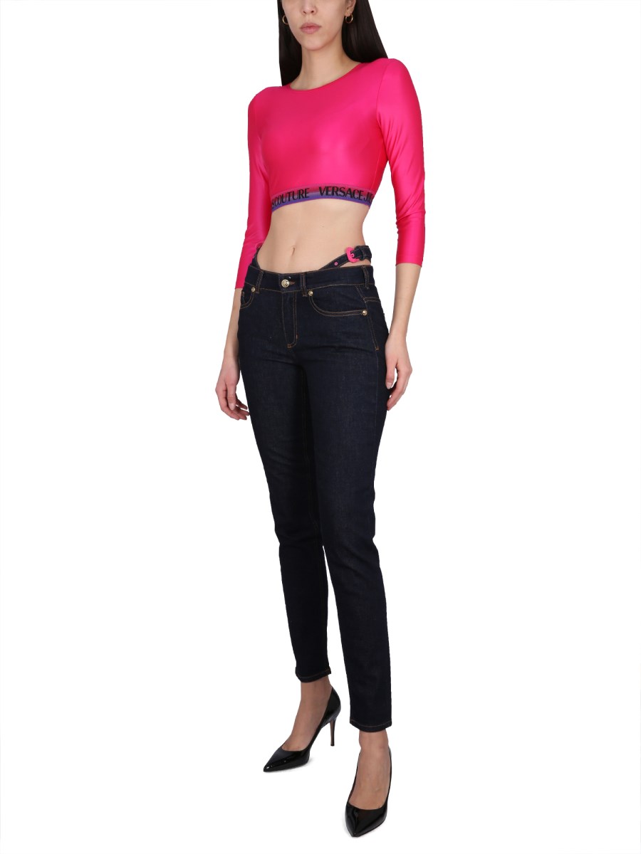 VERSACE JEANS COUTURE CROPPED TOP CON BANDA LOGO