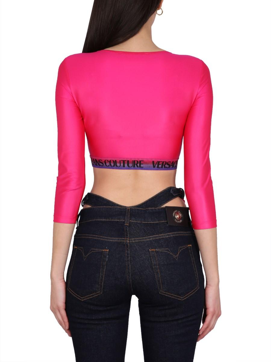 VERSACE JEANS COUTURE CROPPED TOP CON BANDA LOGO