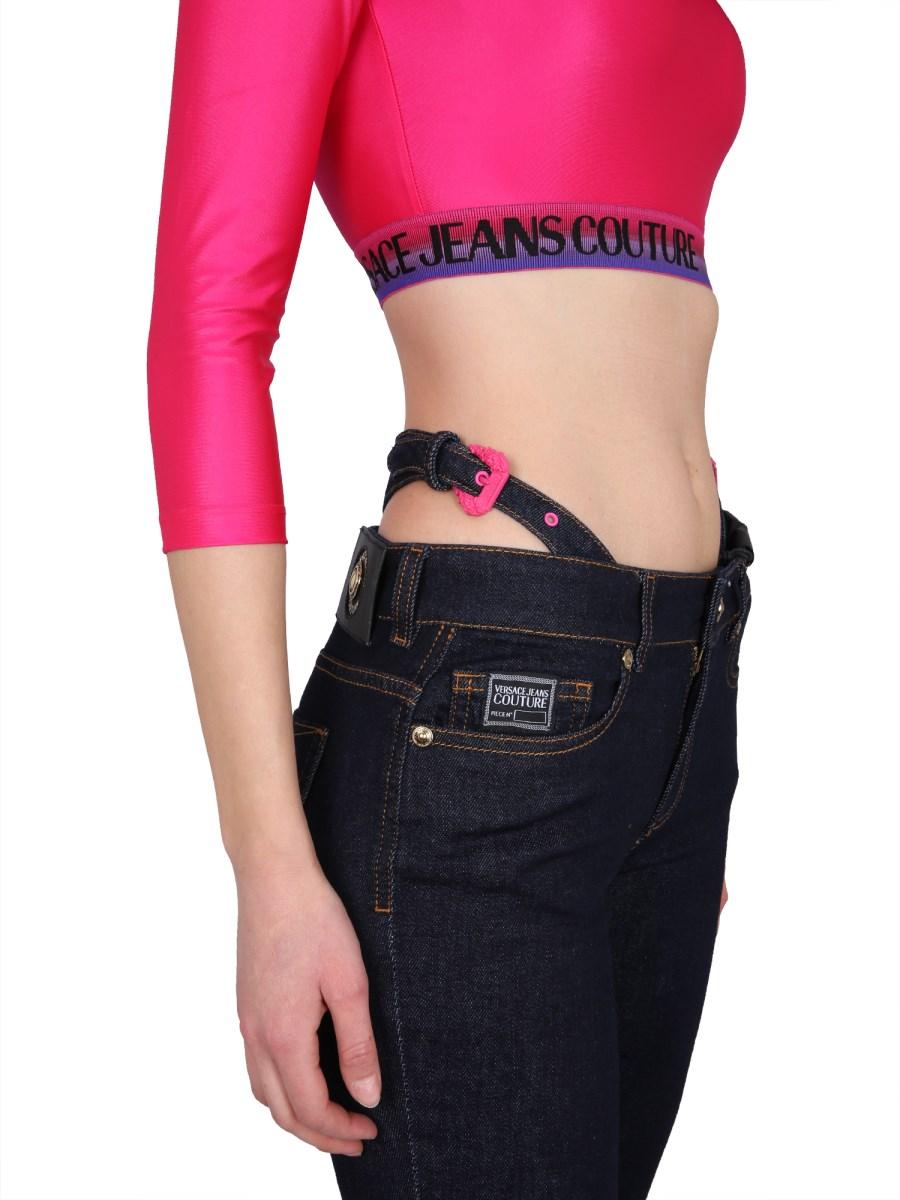 VERSACE JEANS COUTURE CROPPED TOP CON BANDA LOGO