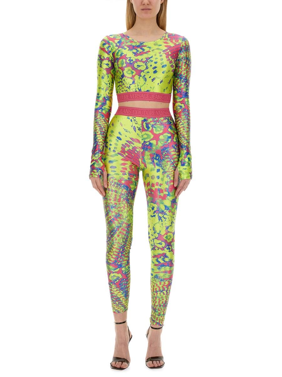 VERSACE JEANS COUTURE TOP IN NYLON CON STAMPA