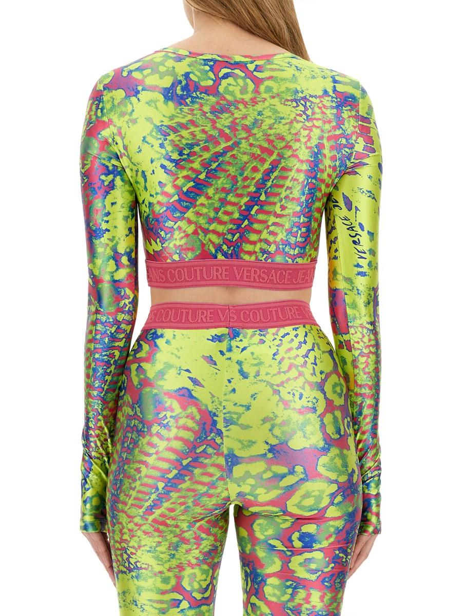 VERSACE JEANS COUTURE TOP IN NYLON CON STAMPA