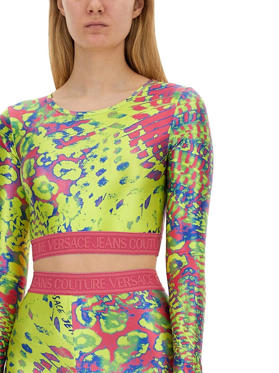 VERSACE JEANS COUTURE TOP IN NYLON CON STAMPA