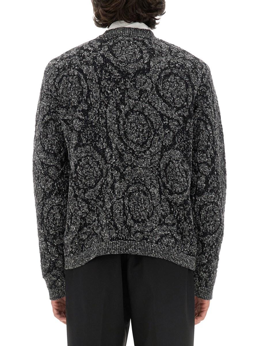 VERSACE MAGLIA EFFETTO TWEED IN JACQUARD