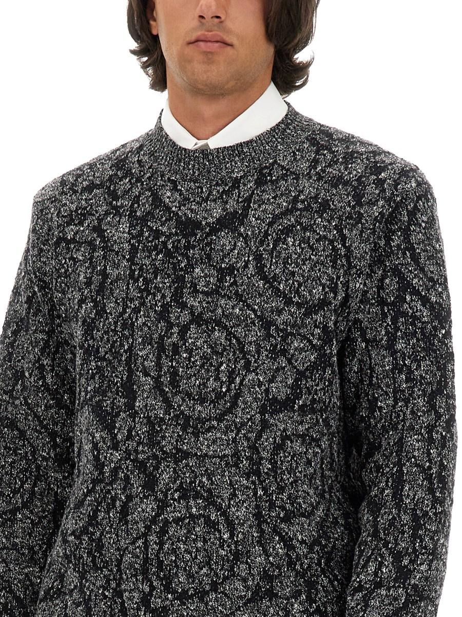 VERSACE MAGLIA EFFETTO TWEED IN JACQUARD