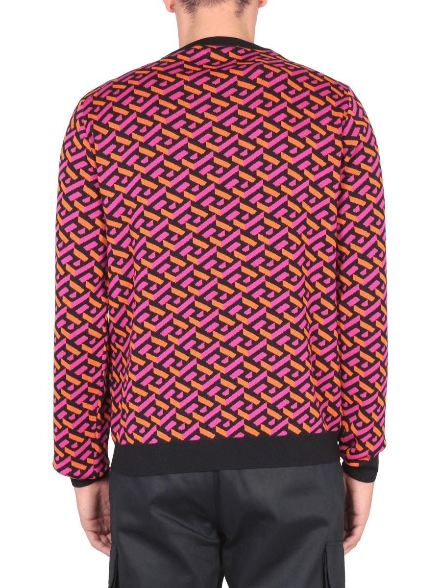 VERSACE MAGLIA IN JACQUARD LA GRECA IN LANA