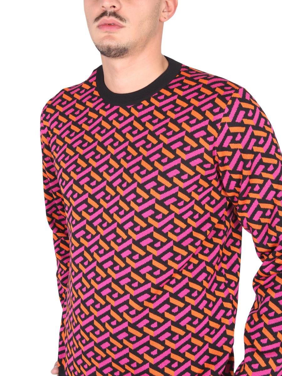 VERSACE MAGLIA IN JACQUARD LA GRECA IN LANA