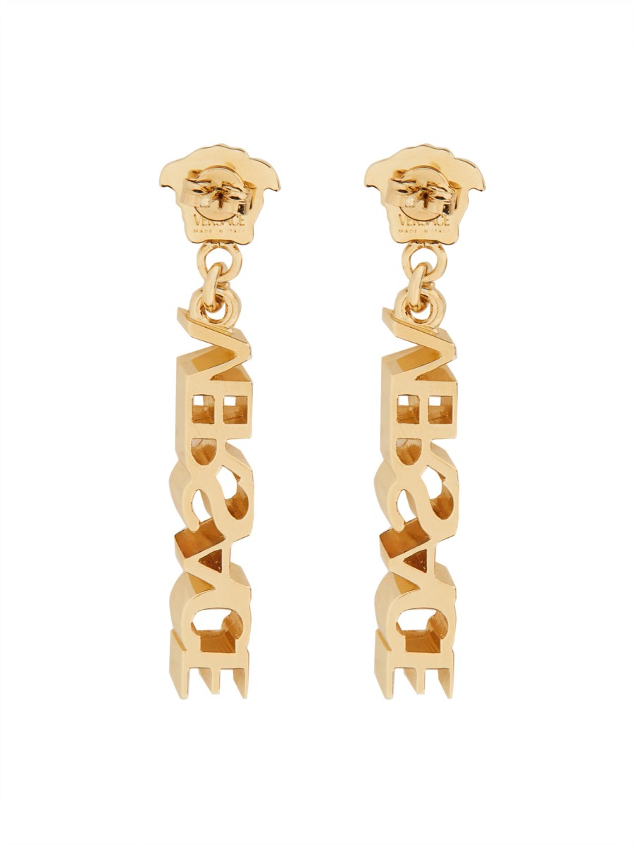 VERSACE ORECCHINI PENDENTI LOGATI