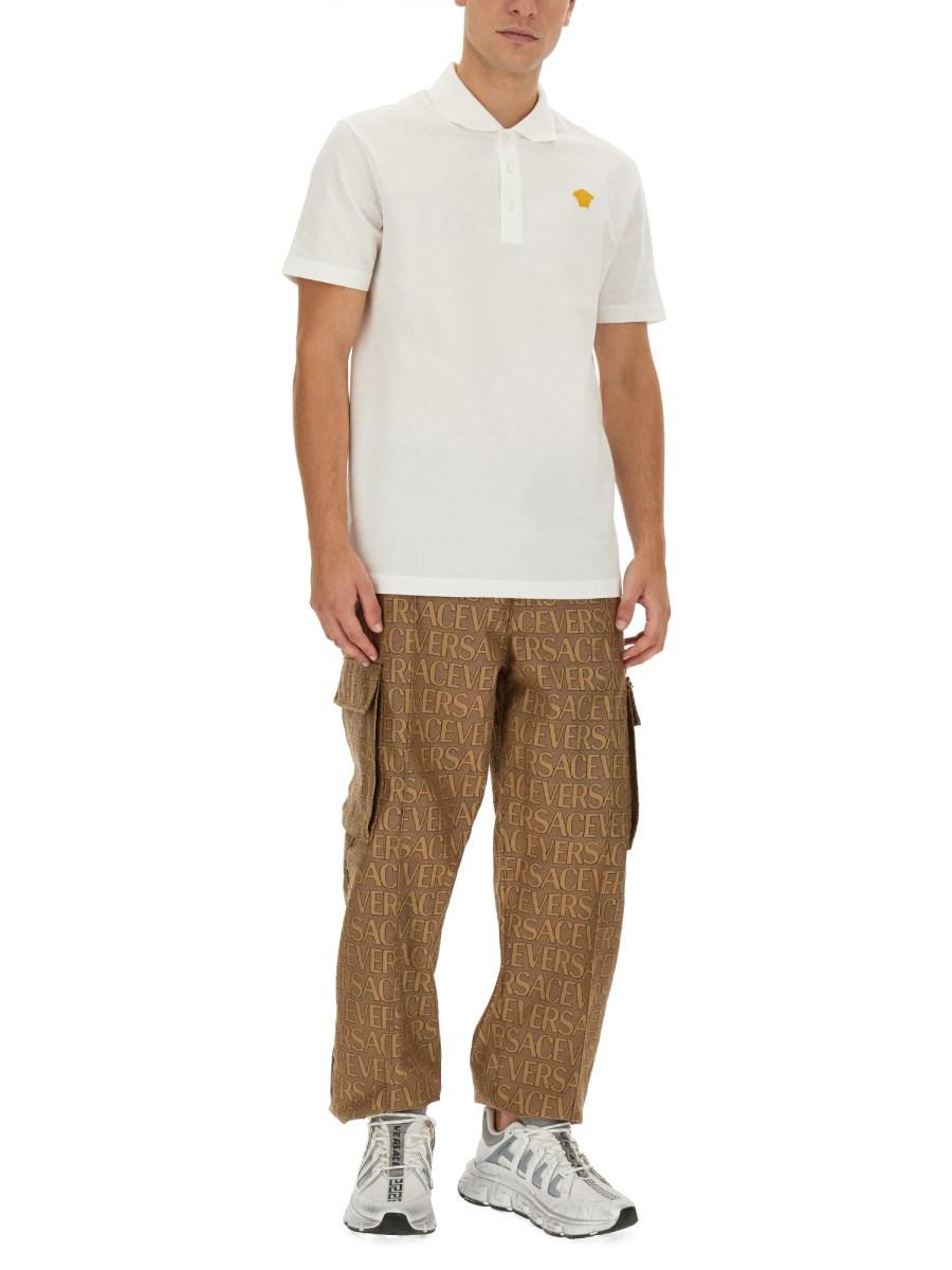 VERSACE POLO IN PIQUÊ DI COTONE CON PATCH LOGO
