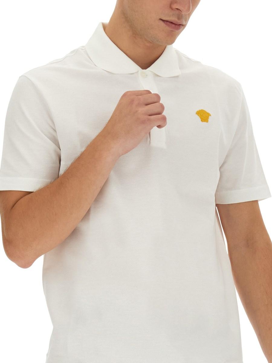 VERSACE POLO IN PIQUÊ DI COTONE CON PATCH LOGO