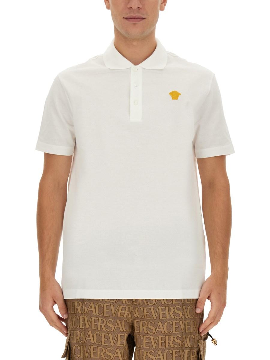 VERSACE POLO IN PIQUÊ DI COTONE CON PATCH LOGO