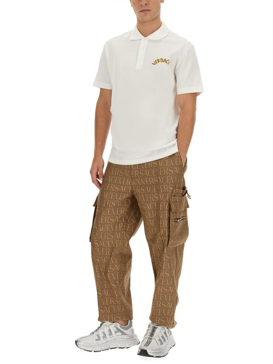VERSACE POLO IN PIQUE DI COTONE CON RICAMO LOGO