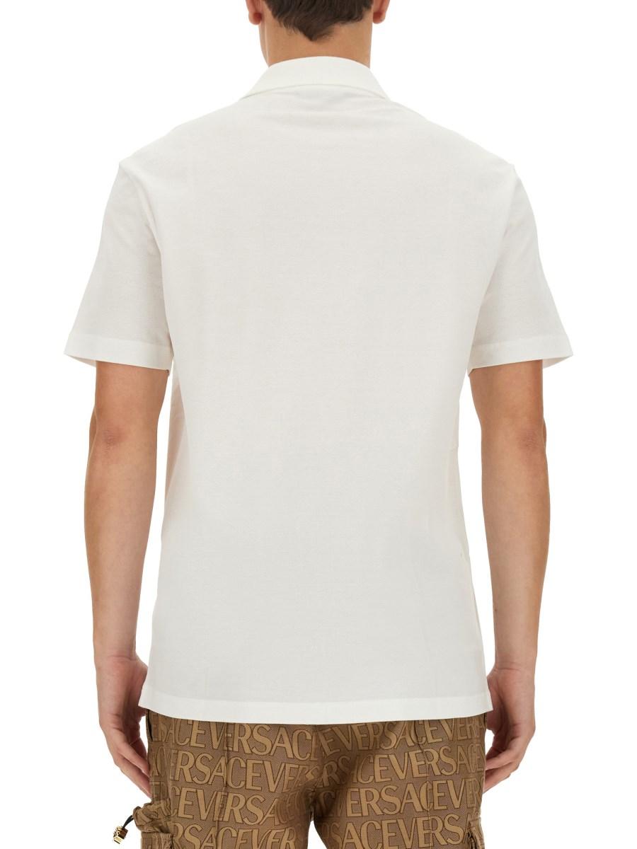 VERSACE POLO IN PIQUE DI COTONE CON RICAMO LOGO