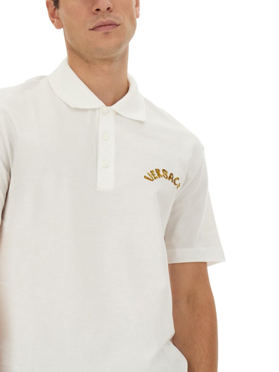 VERSACE POLO IN PIQUE DI COTONE CON RICAMO LOGO