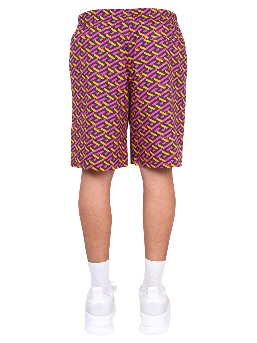 VERSACE SHORTS CON STAMPA LA GRECA IN SETA