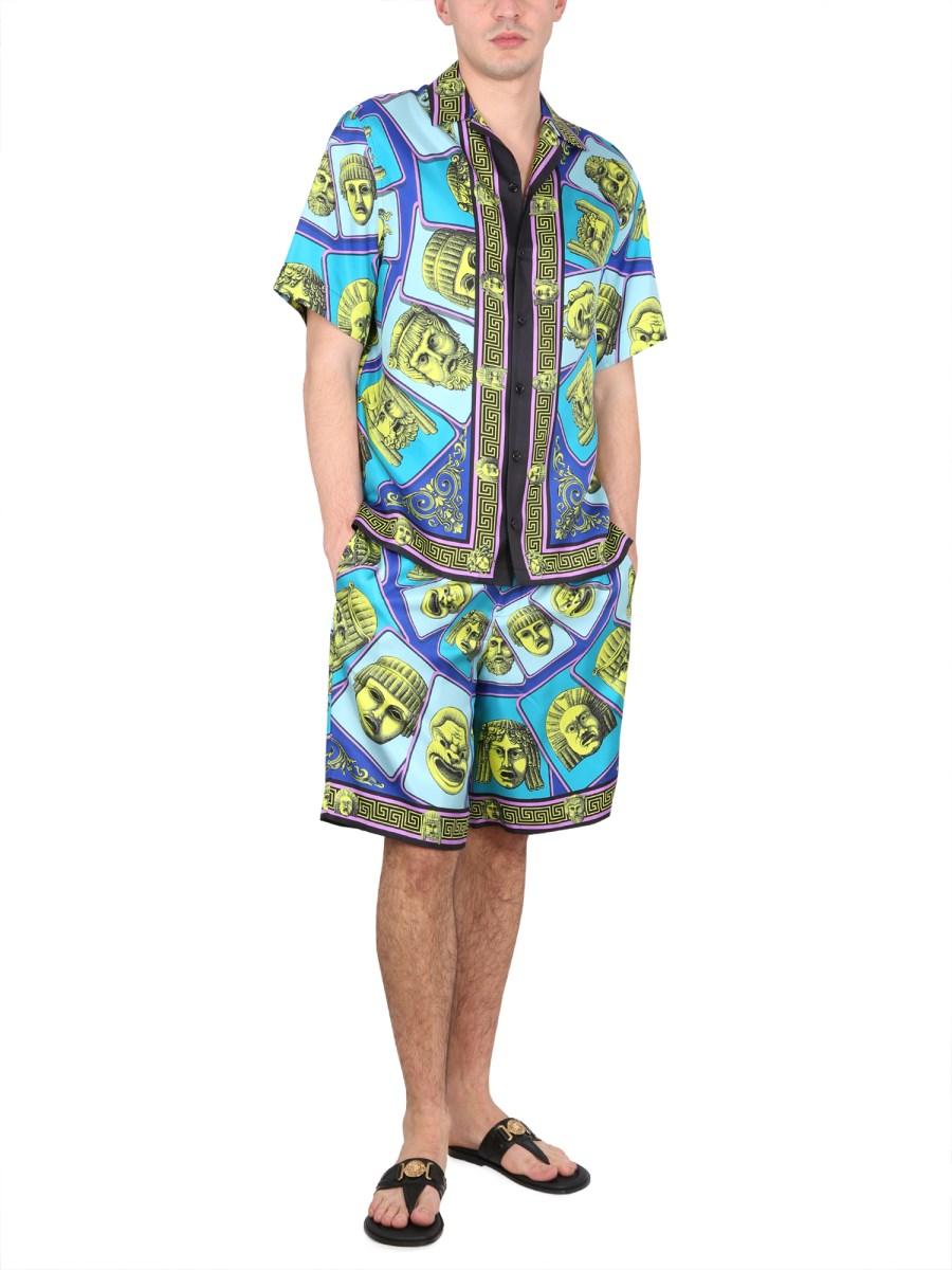 VERSACE SHORTS IN TWILL DI SETA LE MASCHERE