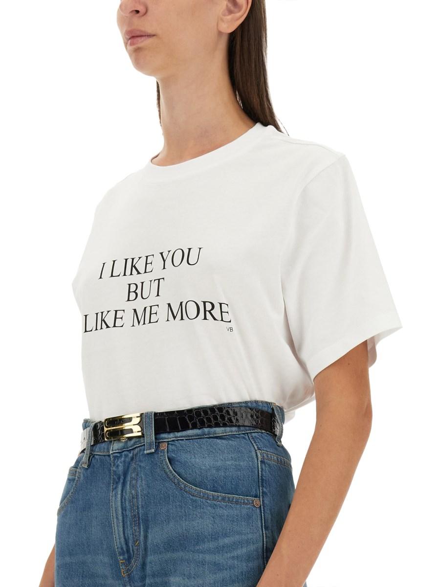 VICTORIA BECKHAM T-SHIRT CON STAMPA IN COTONE