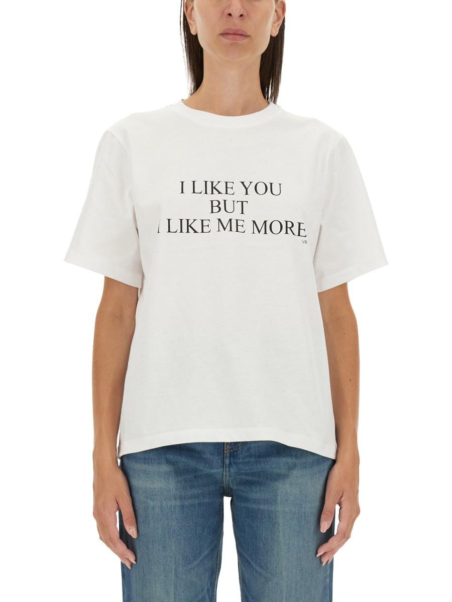 VICTORIA BECKHAM T-SHIRT CON STAMPA IN COTONE