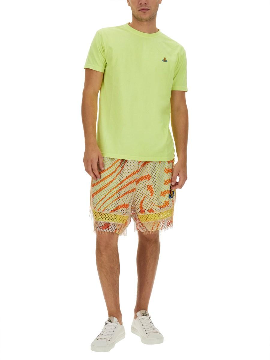 VIVIENNE WESTWOOD SHORT IN MESH CON STAMPA LOGO
