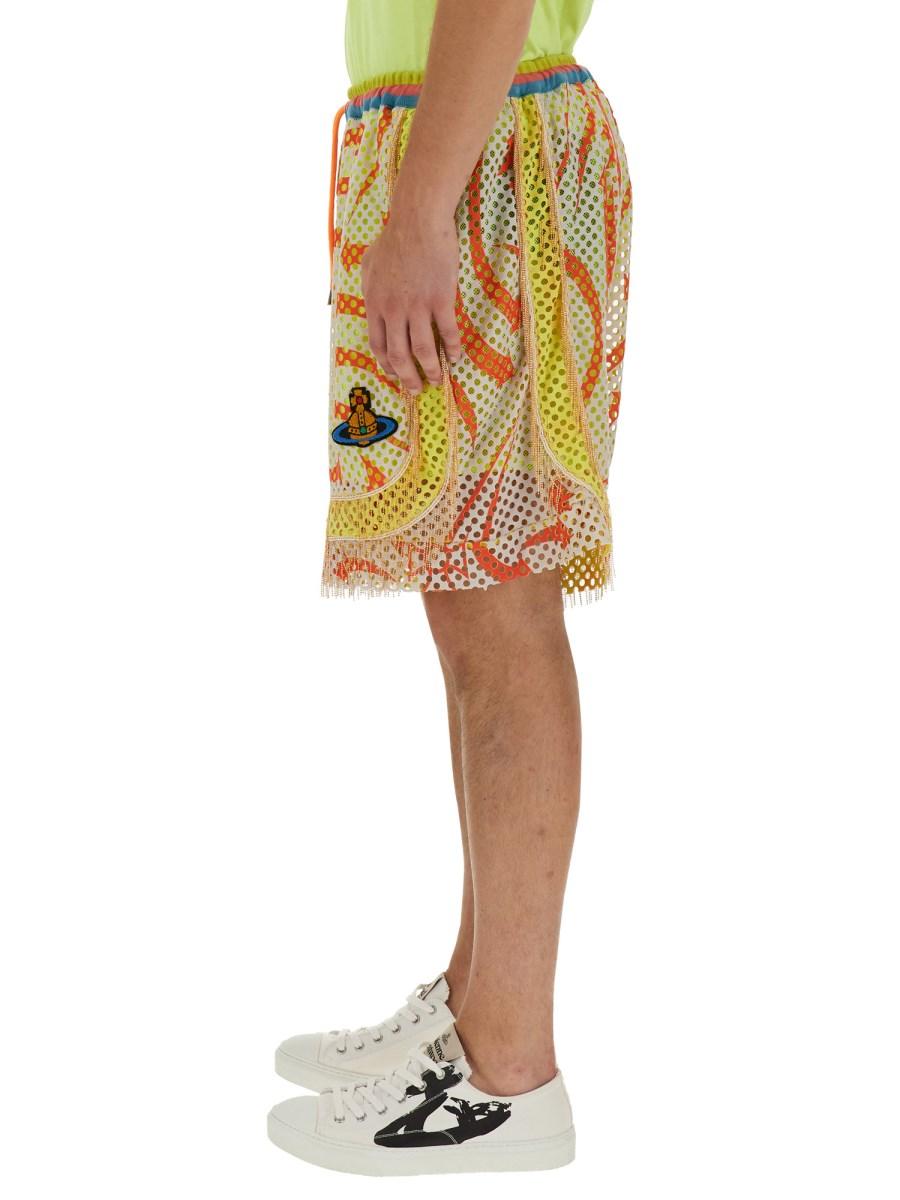 VIVIENNE WESTWOOD SHORT IN MESH CON STAMPA LOGO