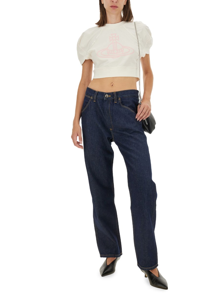 VIVIENNE WESTWOOD T-SHIRT CROPPED IN COTONE