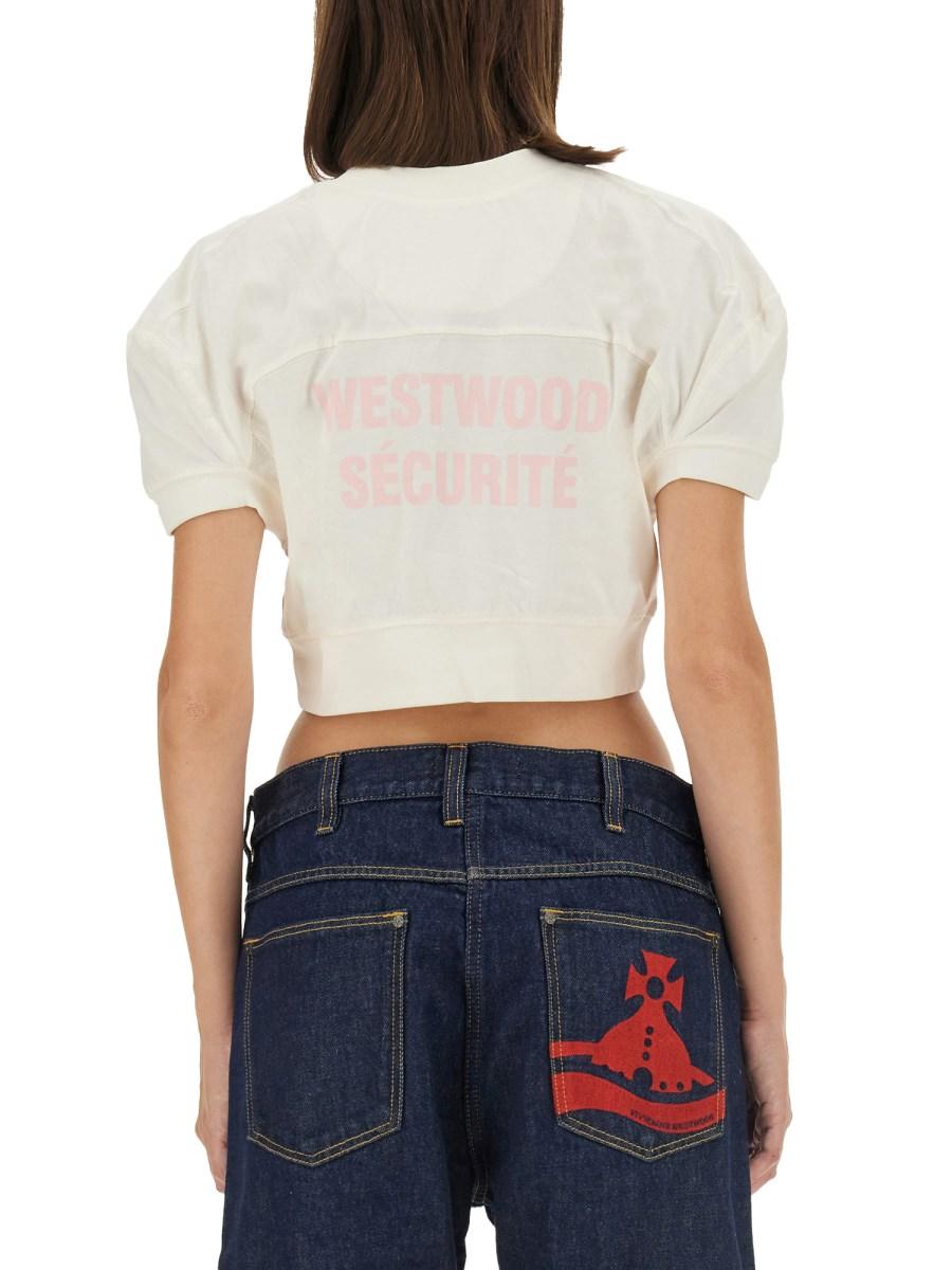 VIVIENNE WESTWOOD T-SHIRT CROPPED IN COTONE